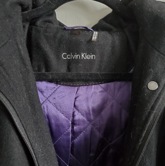 Calvin Klein Black Pea Coat Wool - Picture 7 of 16